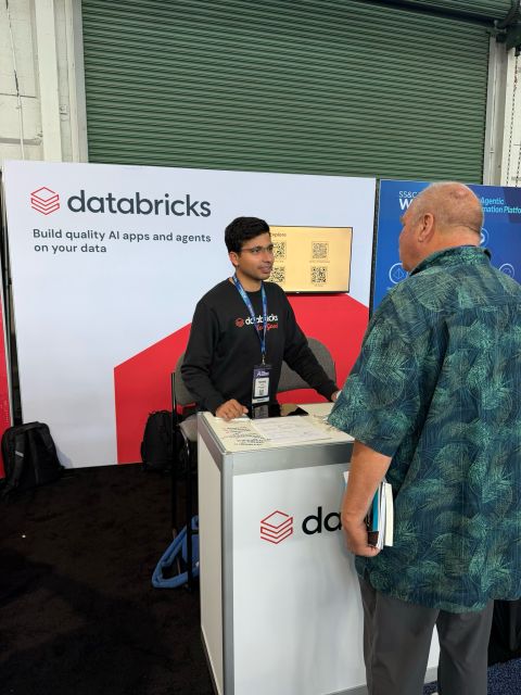 A conversation at the Databricks booth at The AI Conference in San Francisco