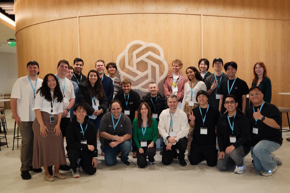 Group photograph shared by Yashraj with his OpenAI Dev Day post